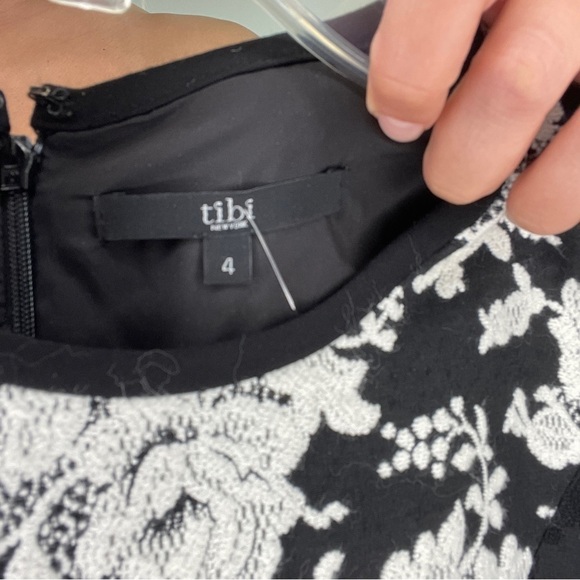 Tibi Black and White Lace and Faux Leather Dress - Picture 7 of 13